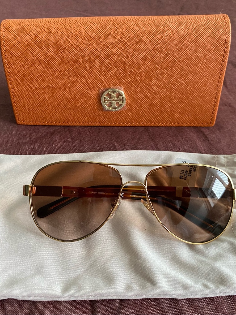 Tory Burch Aviator Sunglasses & Case